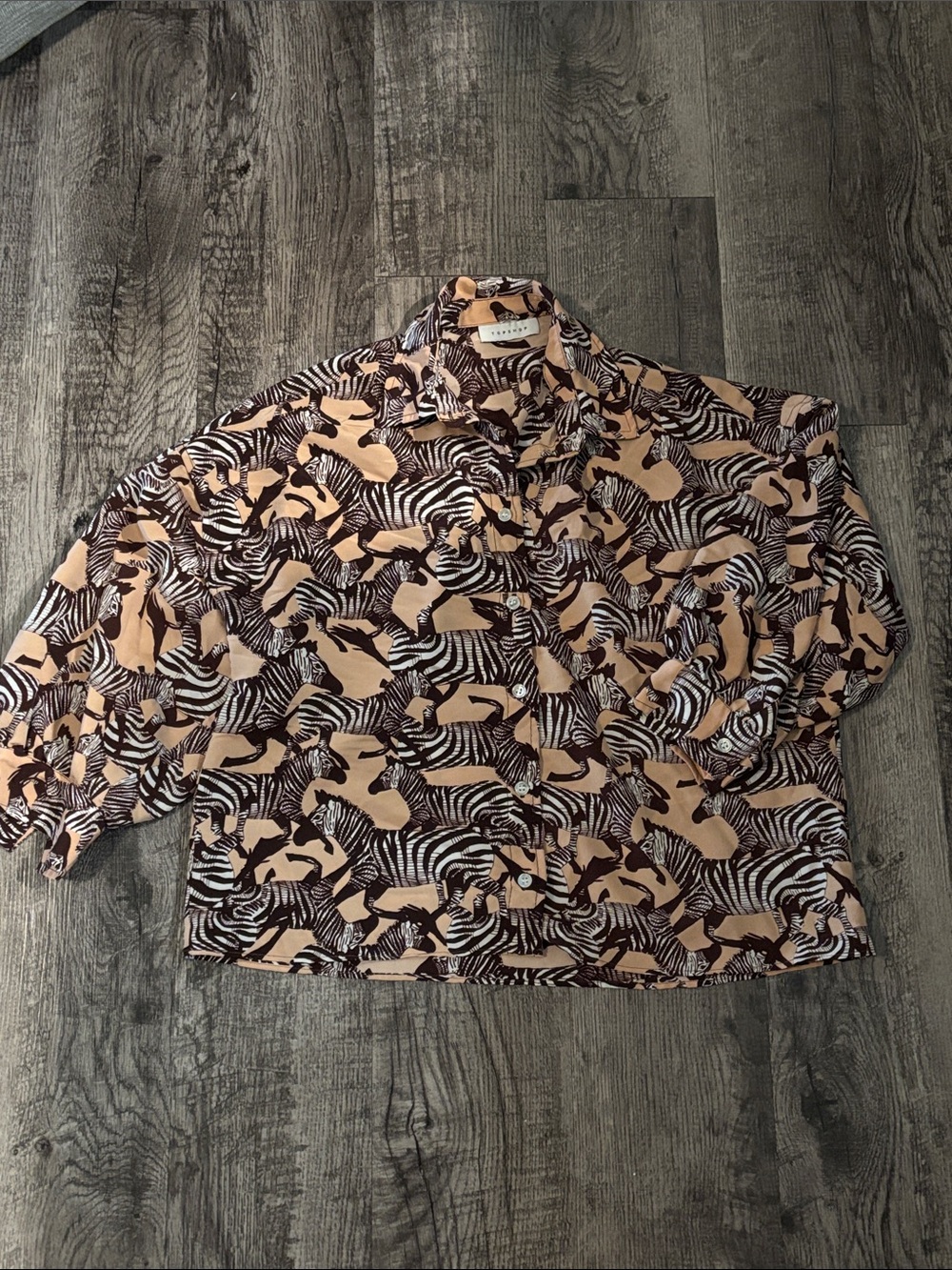 Topshop Button-Down Blouse - Zebra Print - Size 10